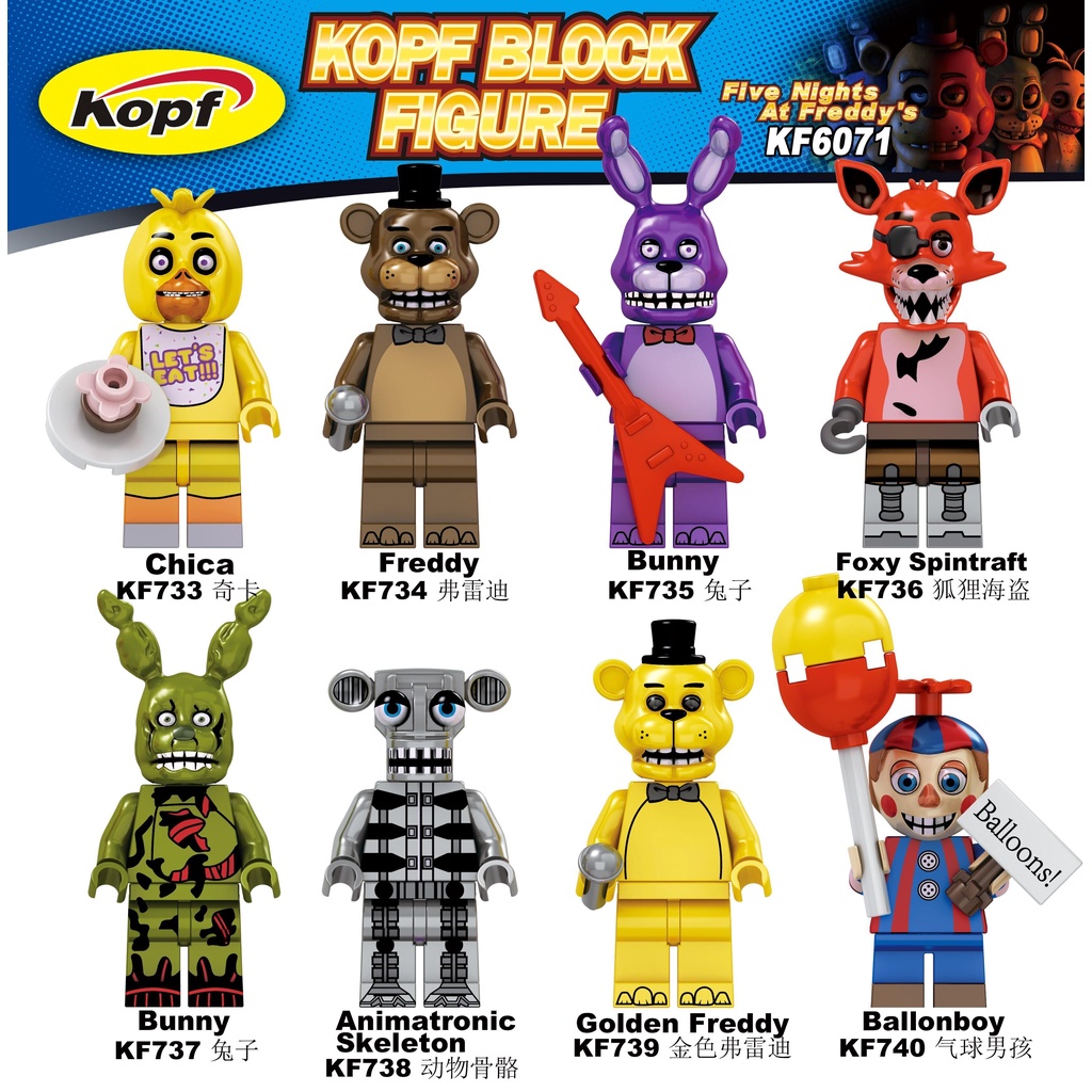 Đồ Chơi Khối Xếp Hình five nights at freddy 'S series freddy bonnie chica foxy Cho Trẻ Em