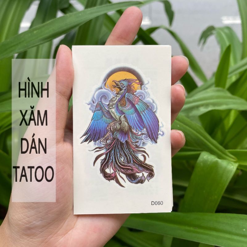 Hình xăm động vật d60 - phượng hoàng size nhỏ &lt; 10x6cm. Boss tatoo - xăm dán tạm thời