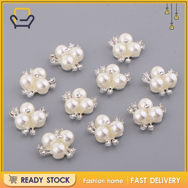Set 10 Nút Đính Đá Ngọc Trai Diamante Cho Lễ Cưới