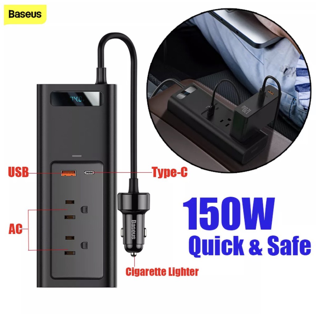 Bộ chuyển đổi nguồn điện dùng trên oto Baseus Power Inverter 150W