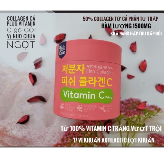 Collagen Plus vitamin C - Collagen Lựu đỏ Life Care 90gói