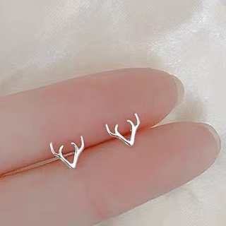 Khuyên tai nụ mạ bạc S925 hình sừng nai