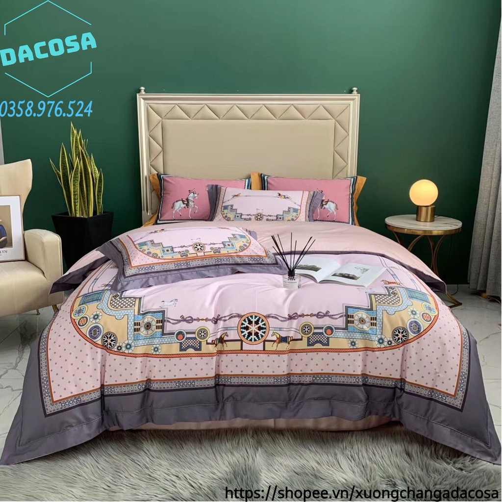 Set Chăn Ga Gối Lụa Tencel 100s Cao Cấp Siêu Mát Đế Vương Nhập Khẩu Nguyên Bộ- Dacosa