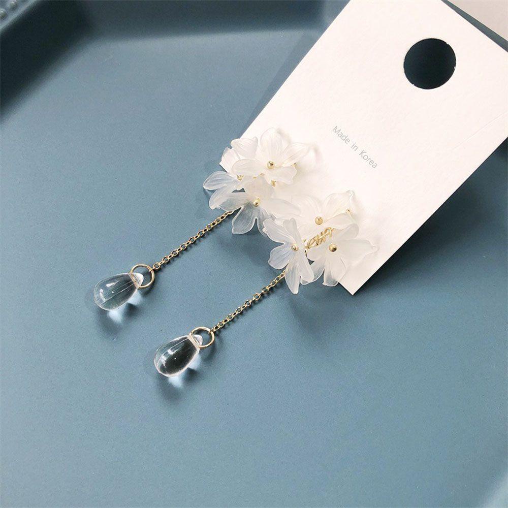 Bông Tai Thả Trong Suốt Phong Cách Nhật Bản|Bông Tai Hoa Cúc Dáng Dài Xinh Xắn Dành Cho Nữ