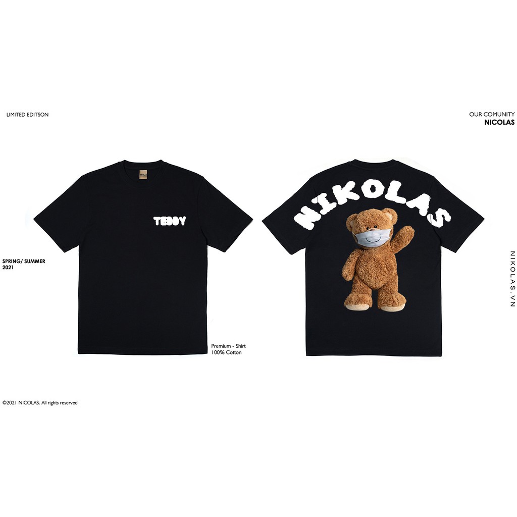 Áo thun Unisex Nikolas 100% Cotton TEDDY MASK X 2021 | BigBuy360 - bigbuy360.vn
