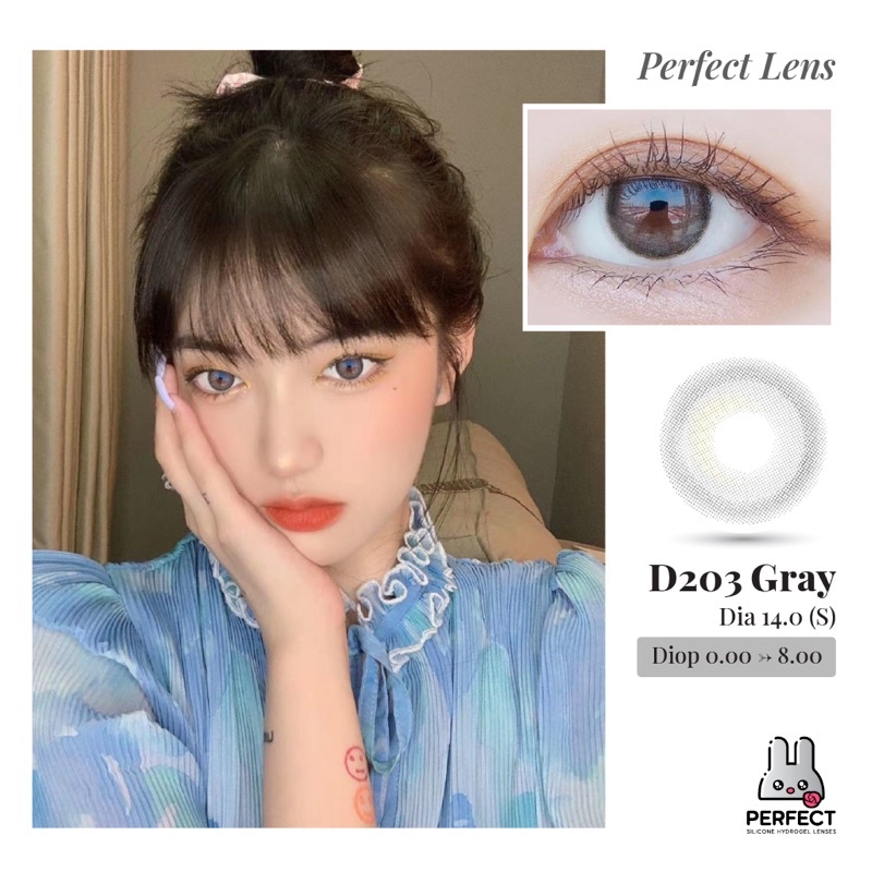 Lens ẢNH MẮT THẬT , Kính Áp Tròng Có Cận và Không Cận , D203 GRAY DIA 14.0 S , Hạn Sử Dụng 1 Năm , Giá Sale