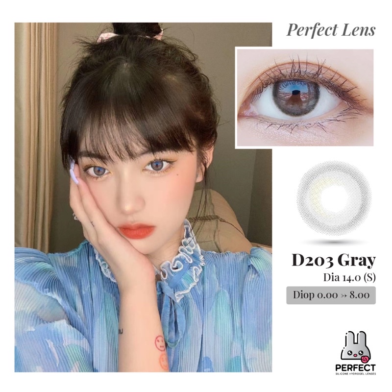 Lens Mắt , Kính Áp Tròng D203 GRAY Có Độ Cận và Không Độ ,Cho Mắt Nhạy Cảm Giá Sale