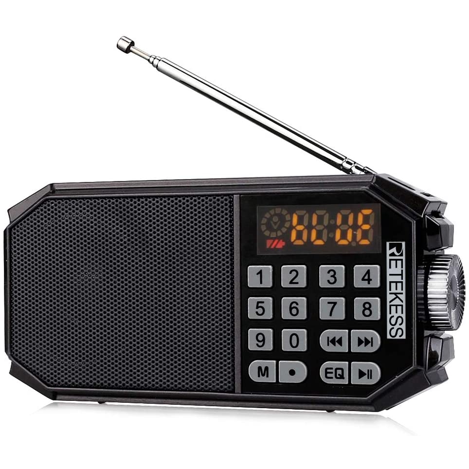 Radio Retekess TR610 Với Loa Bluetooth Không Dây Màu Đen Để Nghe Nhạc Mp3 Và Ghi Âm Rảnh Tay Có Giắc Cắm Tai Nghe