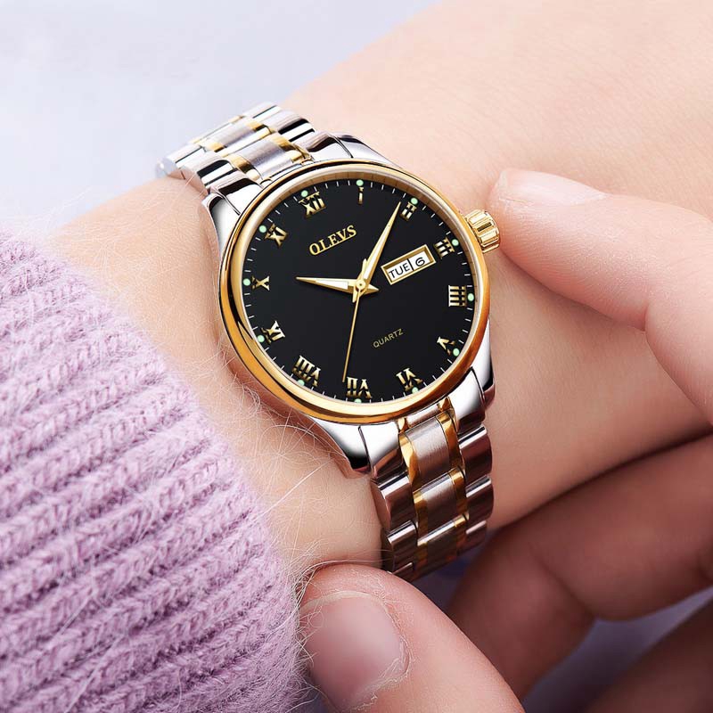 OLEVS 5568 Watch Women Leather Strap Genuine Waterproof Calendar Luminous Small Dial Elegant Fashion