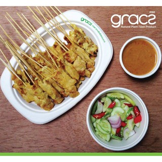 50 Dĩa Giấy Oval Bã Mía Thái Lan 6.5 inch