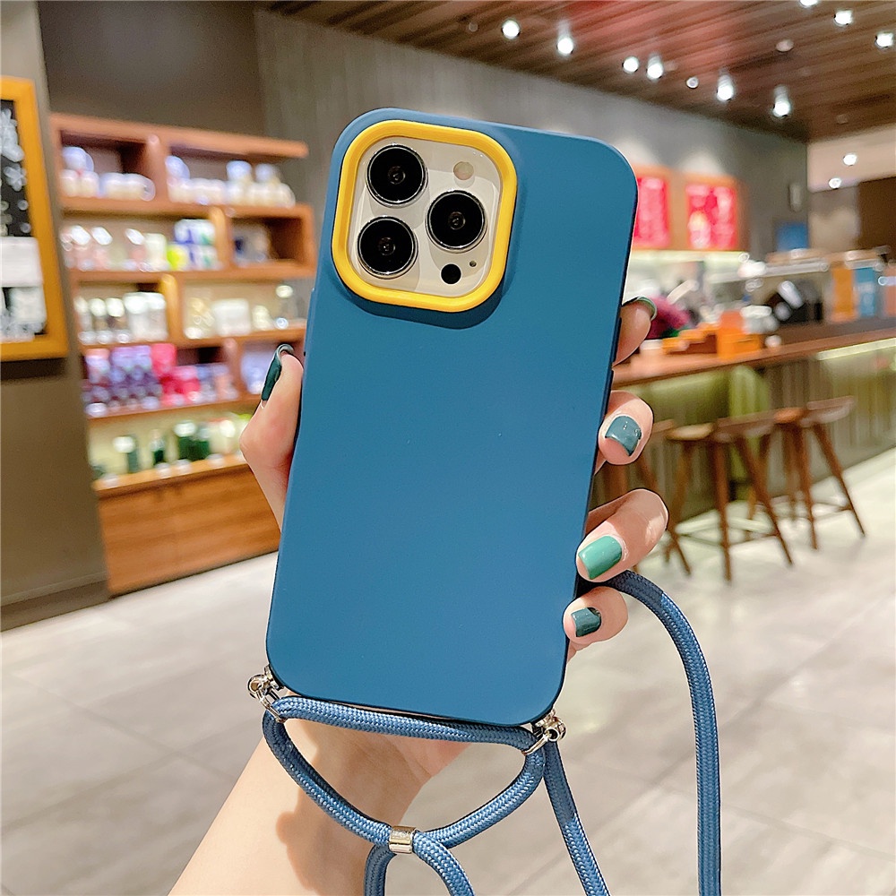 Ốp Điện Thoại Silicon Màu Kẹo Có Dây Đeo Cho Oppo A16 A15 A15S A94 A54 A53 A33 A52 A72 A92 C21 Reno 5F