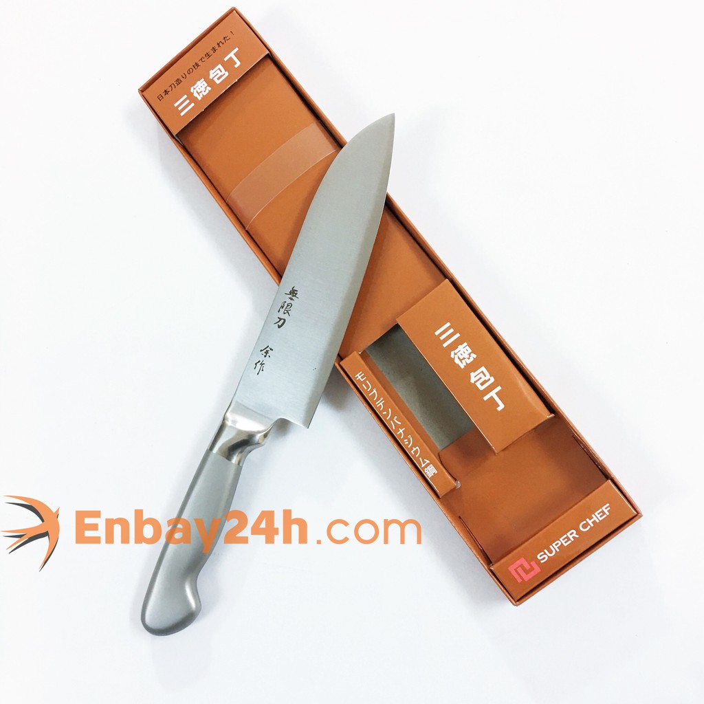 Dao bếp thái, cắt rau cán rỗng cao cấp Super Chef lưỡi 16.5cm tiêu chuẩn Nhật Bản Dao-K (đầu nhọn)