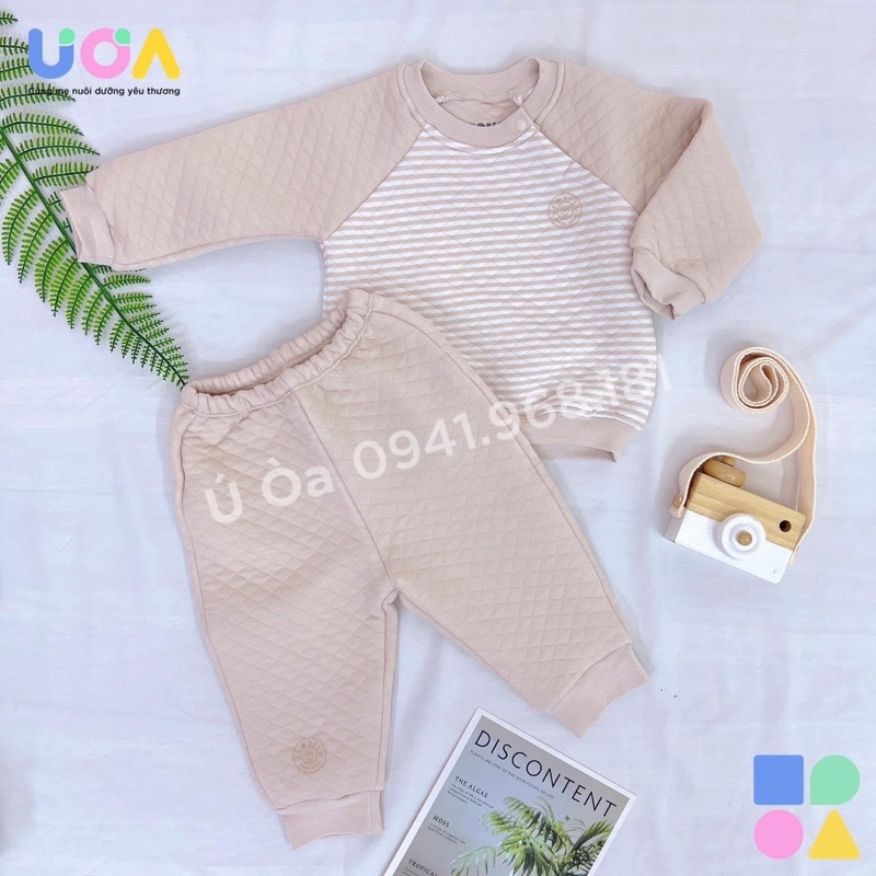 Hrnee - Bộ trần bông quả trám siêu mềm dầy dặn cho bé