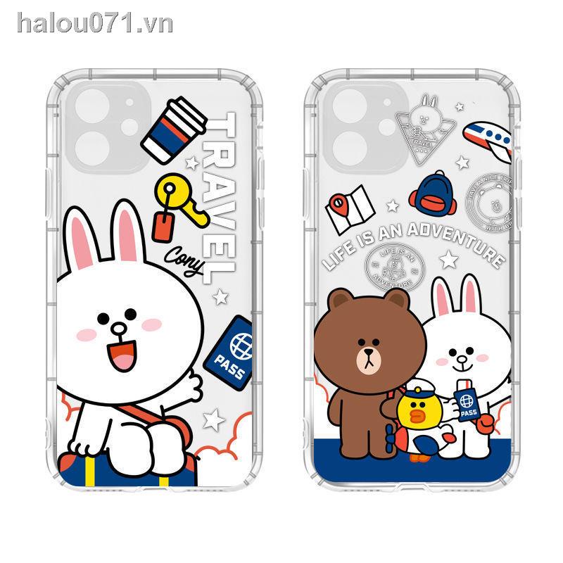 Ốp Điện Thoại Túi Khí Hình Gấu Nâu Line Friends Kiểu Nhật Hàn Cho Iphone 11 12 Pro Max 7p Xr