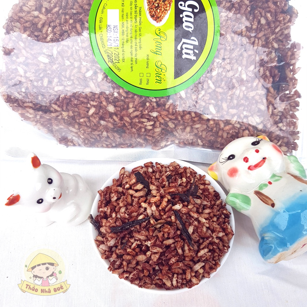 Gạo lứt huyết rồng sấy rong biển giòn ngon ăn liền 500g - Đồ ăn vặt ăn chay giảm cân healthy