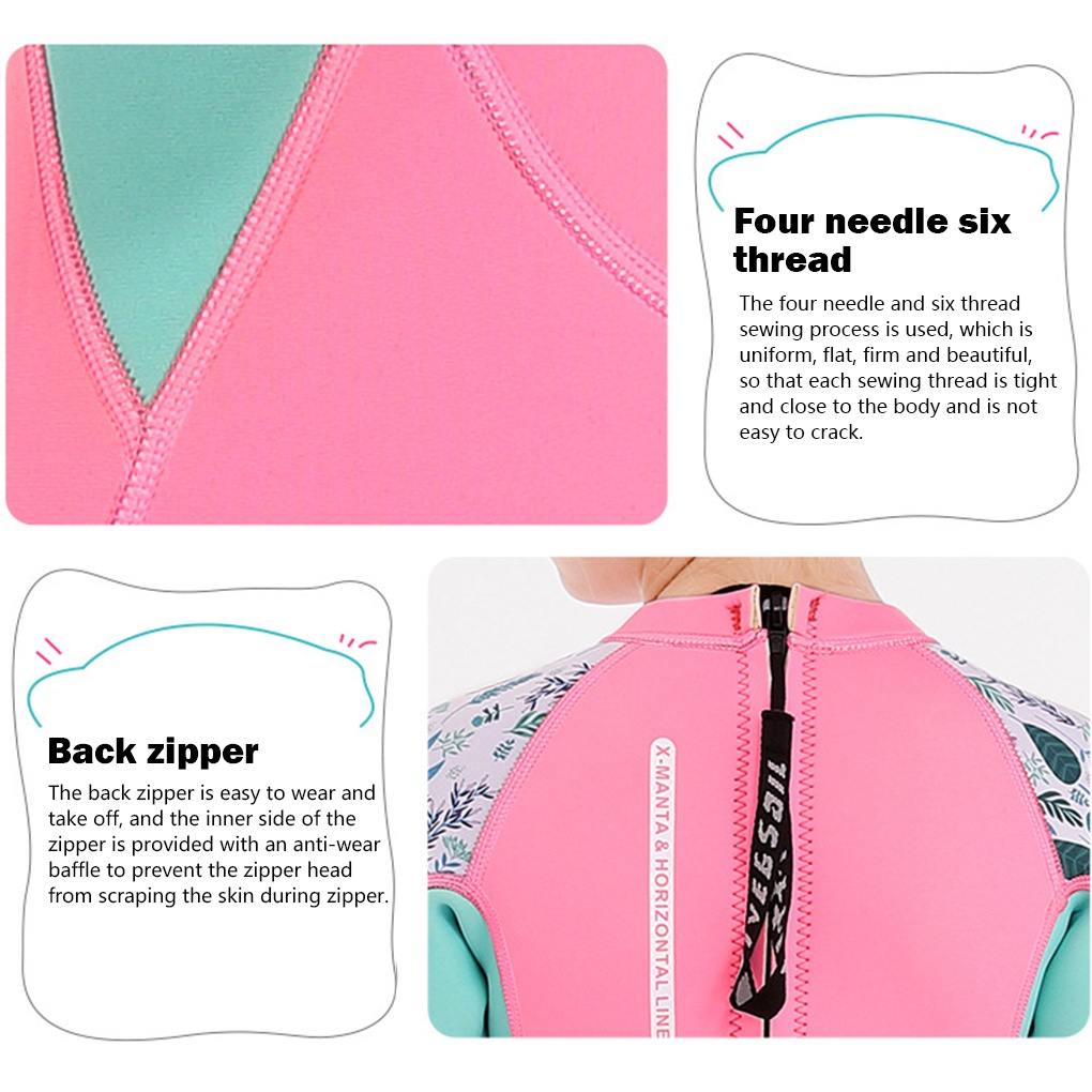Bộ Jumpsuit đồ lặn trẻ em tay ngắn bền tạo cảm giác mát mẻ cho cơ thể