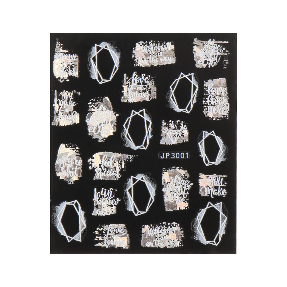 Miếng Dán Trang Trí Móng Tay Họa Tiết Hoa Tuyết 3D Màu Trắng Đen