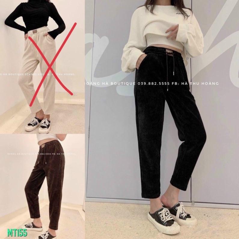 ❤️FREESHIP❤️Quần nhung tăm sẵn hai màu nâu và đen đẹp Uy Tín *video +ảnh thật