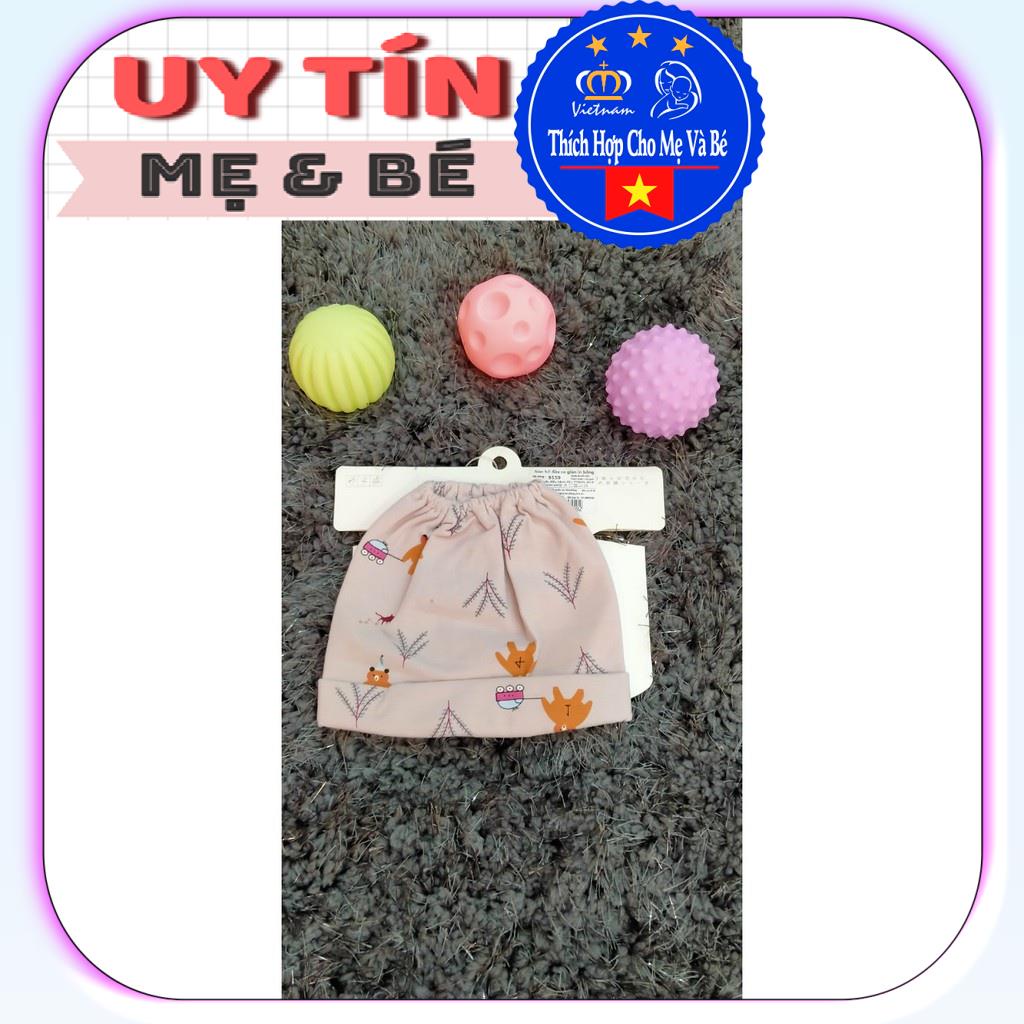 Nón em bé,mũ em bé kiểu hở đầu co giãn in bông (9559),  chất liệu cotton 100% , thương hiệu Aiueo Nhật Bản