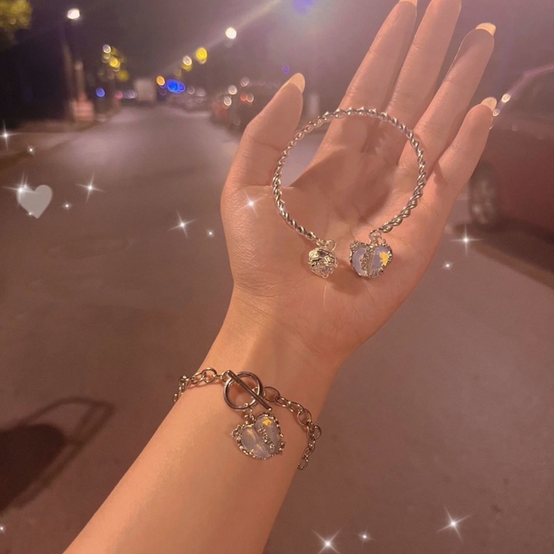 Vòng Tay Hợp Kim Đính Đá Zircon Nhân Tạo Hình Trái Tim Thời Trang Cho Nữ