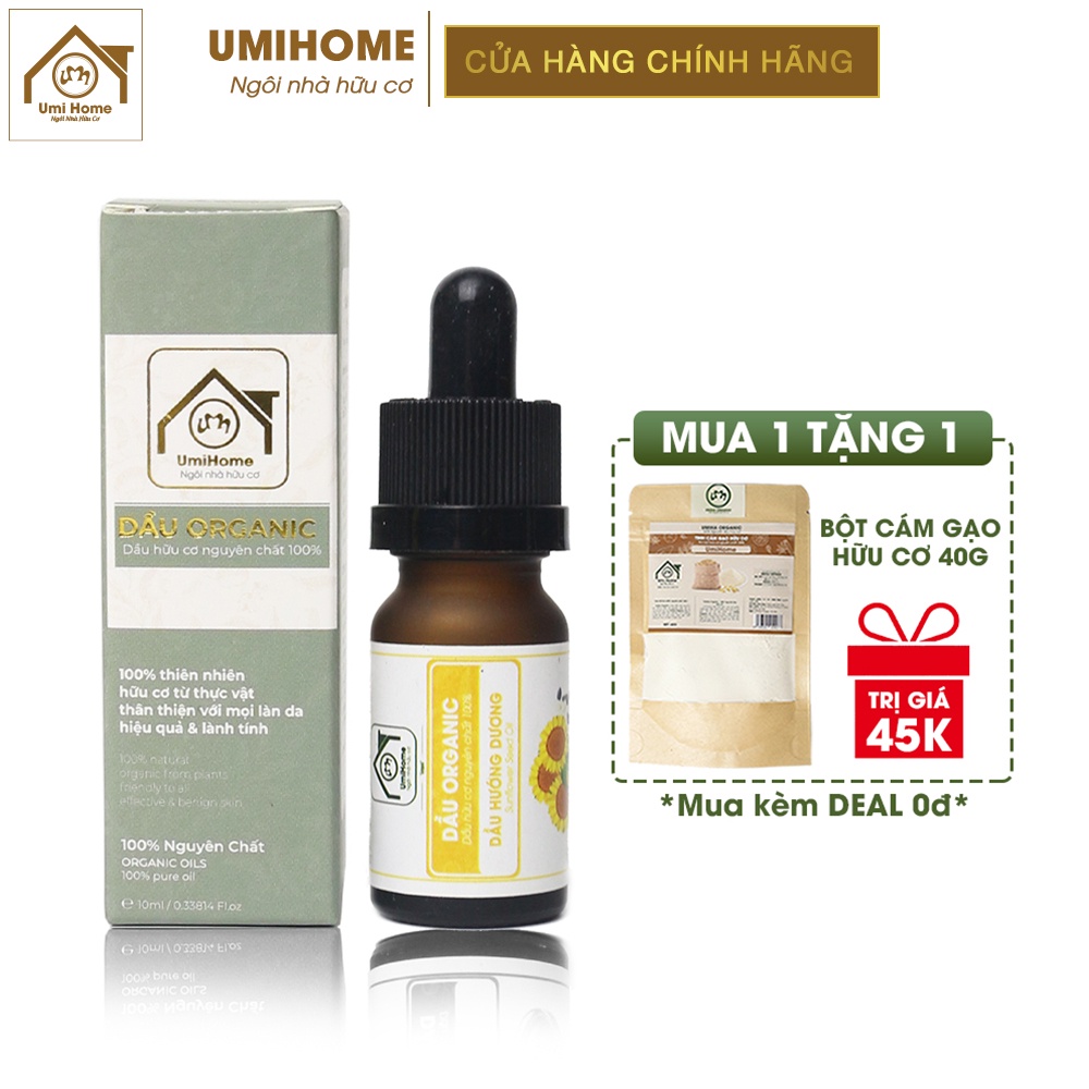 Dầu Hướng Dương giảm bã nhờn, giúp liền sẹo trẻ hoá da hữu cơ UMIHOME nguyên chất | Sunflower oil 100% Organic 10ML