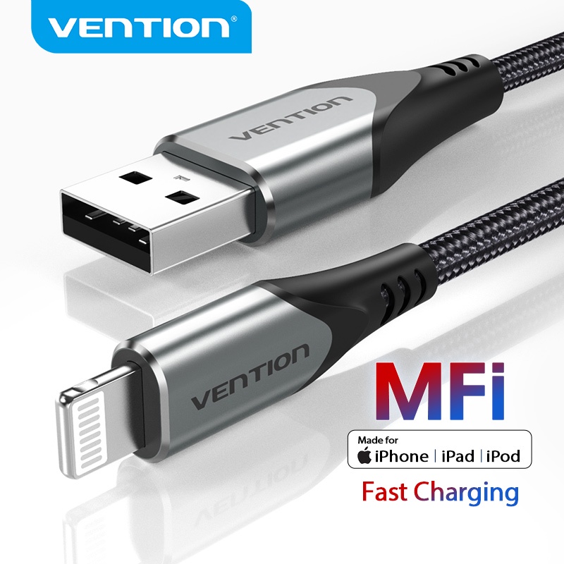 Cáp sạc MFI USB Lightning Vention USB sang Lightning 2.0 Có Thể Sạc Tốc Độ Nhanh 2.4A 480mbps