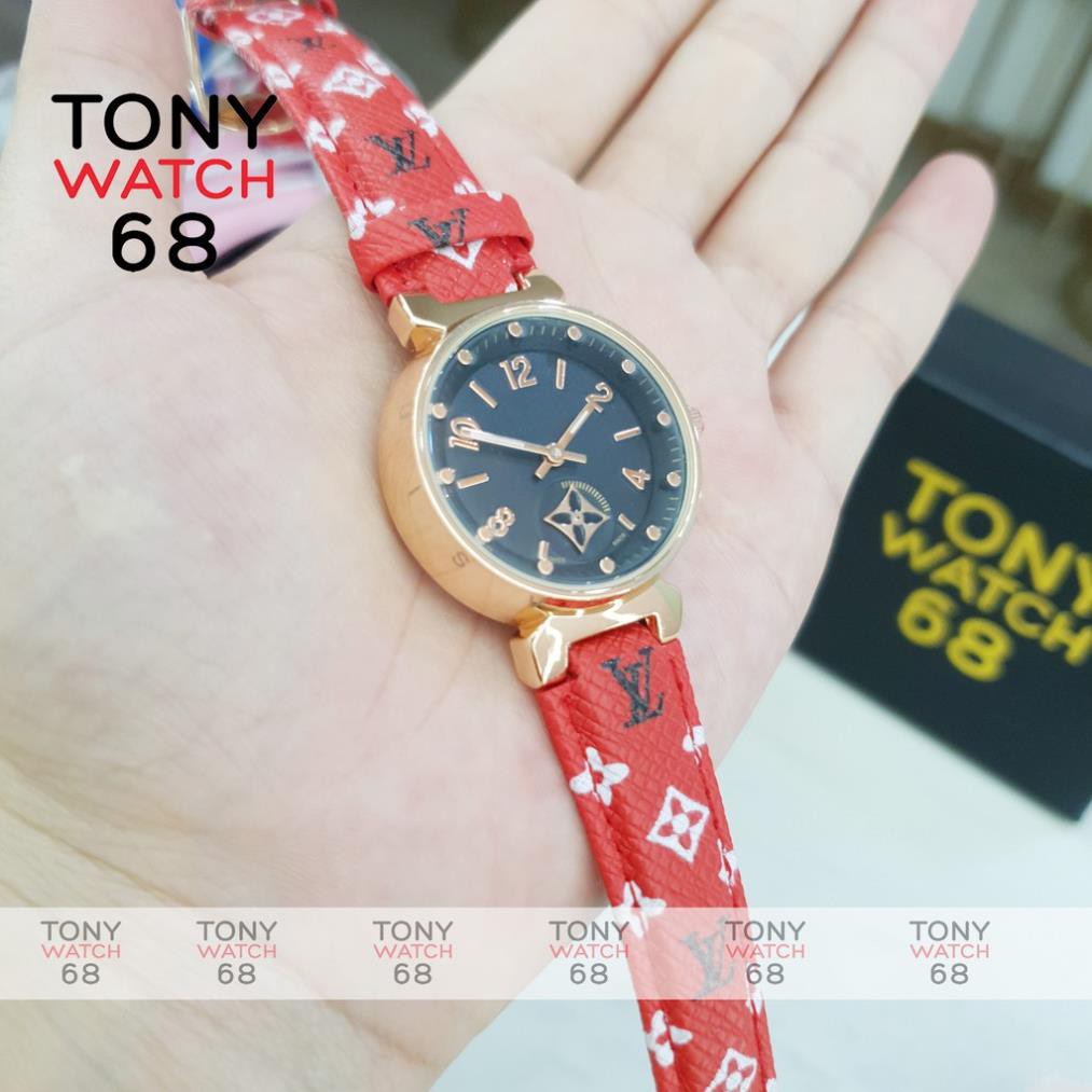 Đồng hồ nữ Louis dây da kim rốn độc đáo họa tiết logo chống nước chính hãng Tony Watch 68