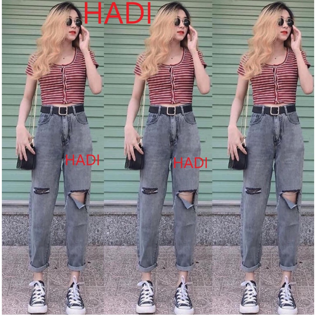 Q021 Quần jean bò denim nữ baggy lưng cao quần bò nữ cạp cao mềm trơn size S M L phong cách hàn quốc