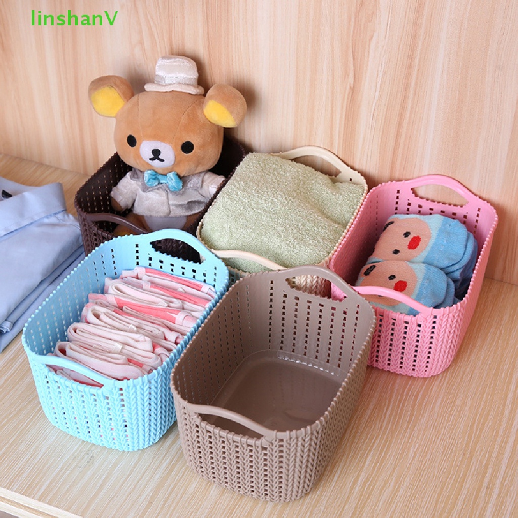 Giỏ Nhựa Đựng Đồ Dùng Để Bàn Thiết Kế Đan Lát Tiện Dụng