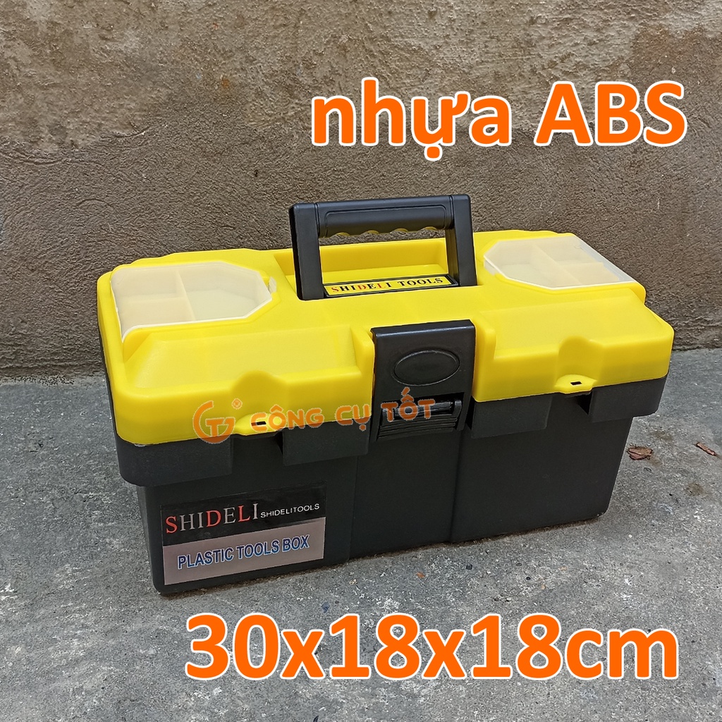 Thùng đồ nghề 1 khay 30x18x18cm nhựa ABS vàng đen
