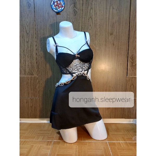VN13 váy ngủ lụa đầm ngủ cúp ngực cut out eo sexy gợi cảm