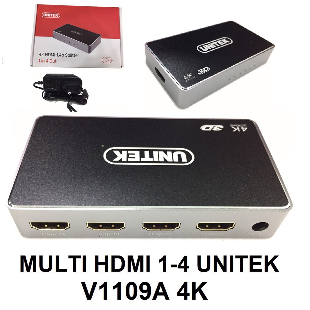 MULTI HDMI 1-4 UNITEK V1109A 4K, BỘ CHIA MÀN HÌNH HDMI 1 RA 4 UNITEK V1109A 4K