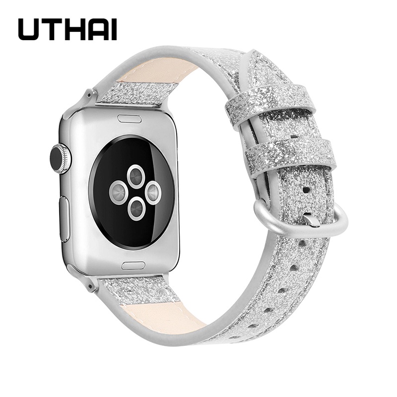 Dây Đeo Bằng Da Lấp Lánh Cho Đồng Hồ Thông Minh Apple Watch series 45mm 44mm 42mm 41 40 38mm iwatch 7 / 6 / 5 / 4 / 3 ultra 8