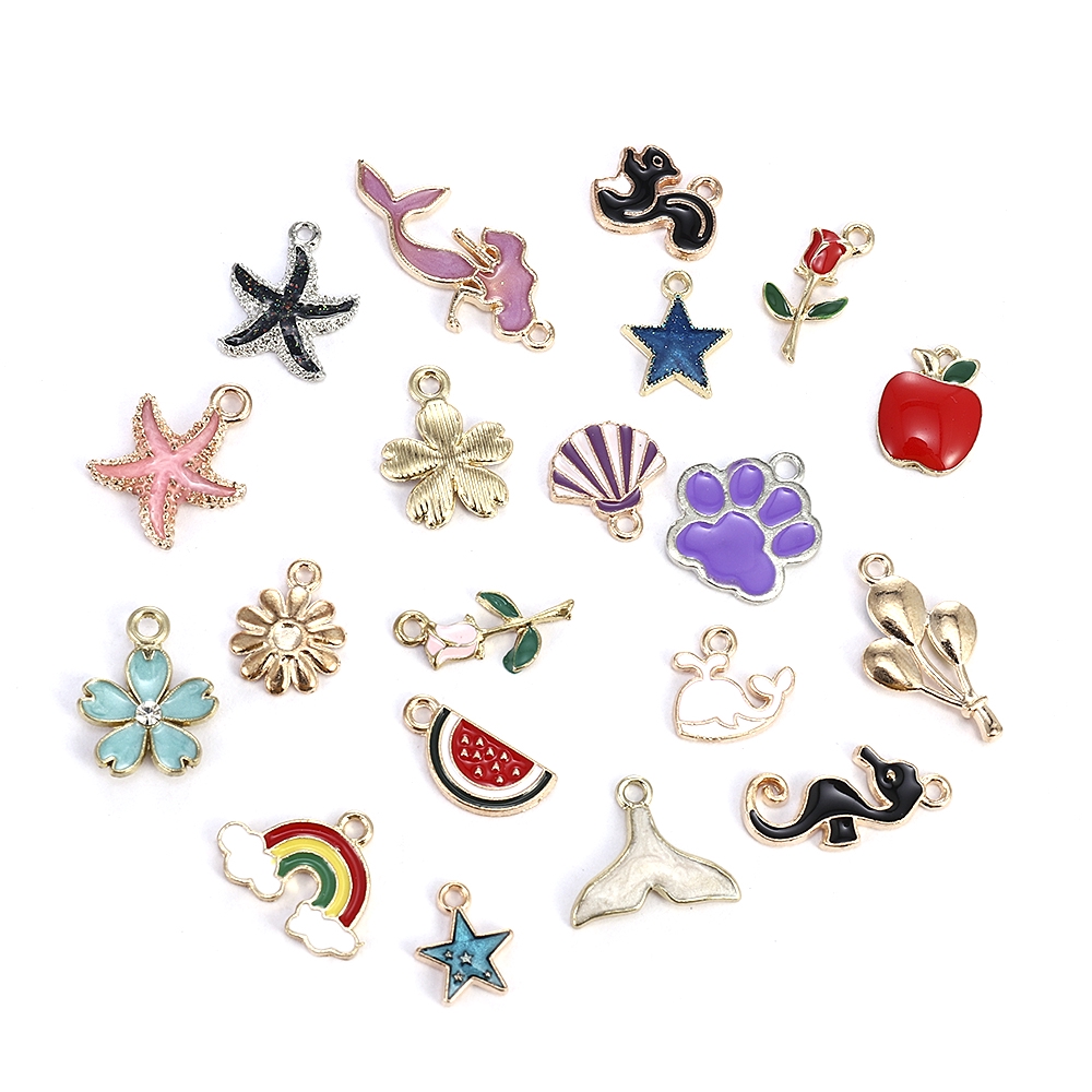 Set 20 mặt dây chuyền tráng men họa tiết ngẫu nhiên