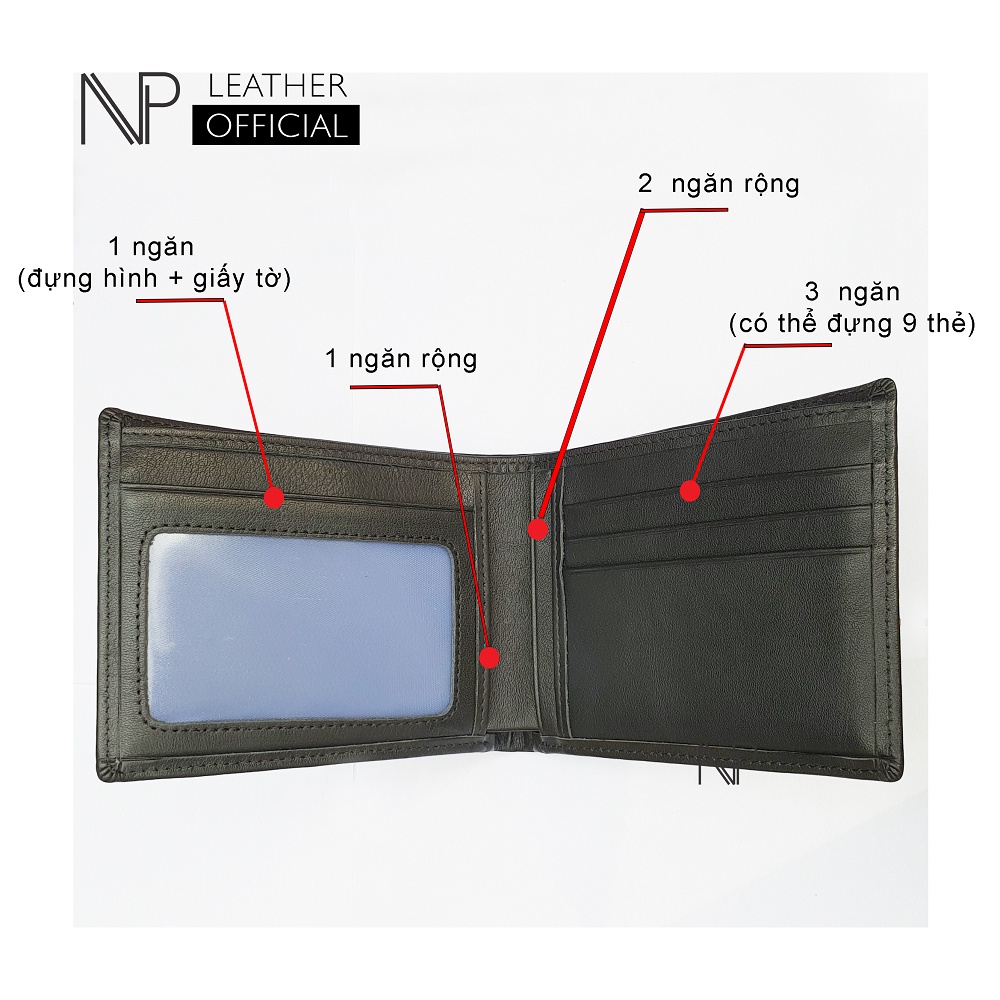 Ví Nam Khắc Tên Theo Yêu Cầu - Ví Nam Da Bò Thật NP Leather Quà Sinh Nhật Cho Nam, Quà Tặng Cho Nam