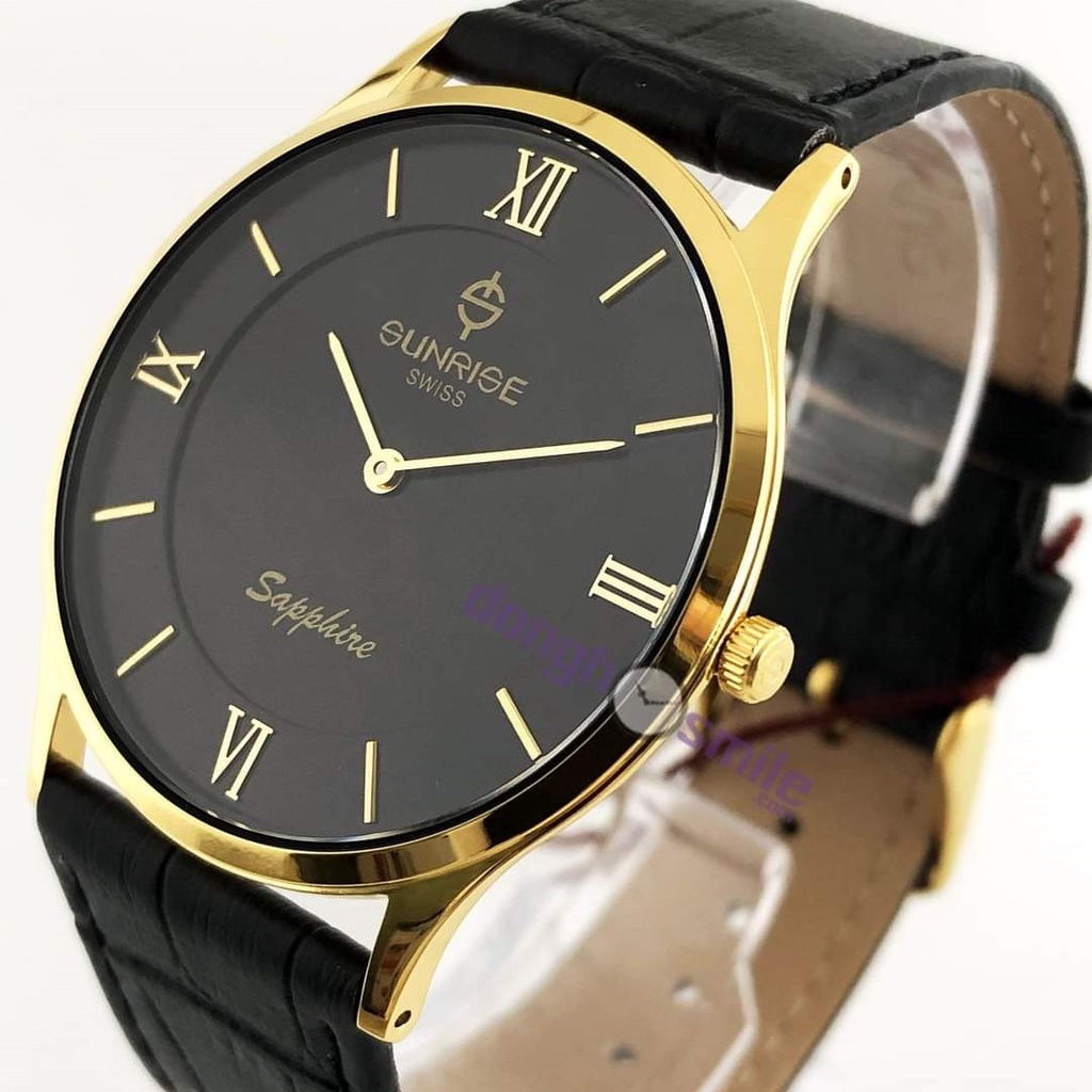 Đồng hồ nam nữ, đồng hồ cặp đôi dây da chính hãng Sunrise DM736 và DL736 kính sapphire chống xước, chống nước