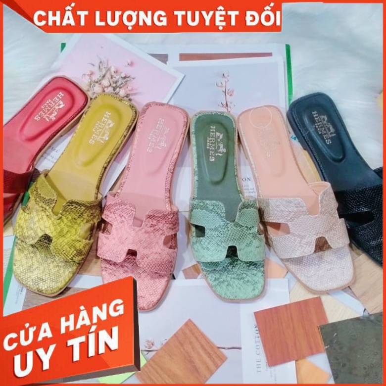 DÉP NỮ CHỮ H DA RẮN CAO CẤP QUAI NGANG NHIỀU MÀU | THỜI TRANG CHshoes