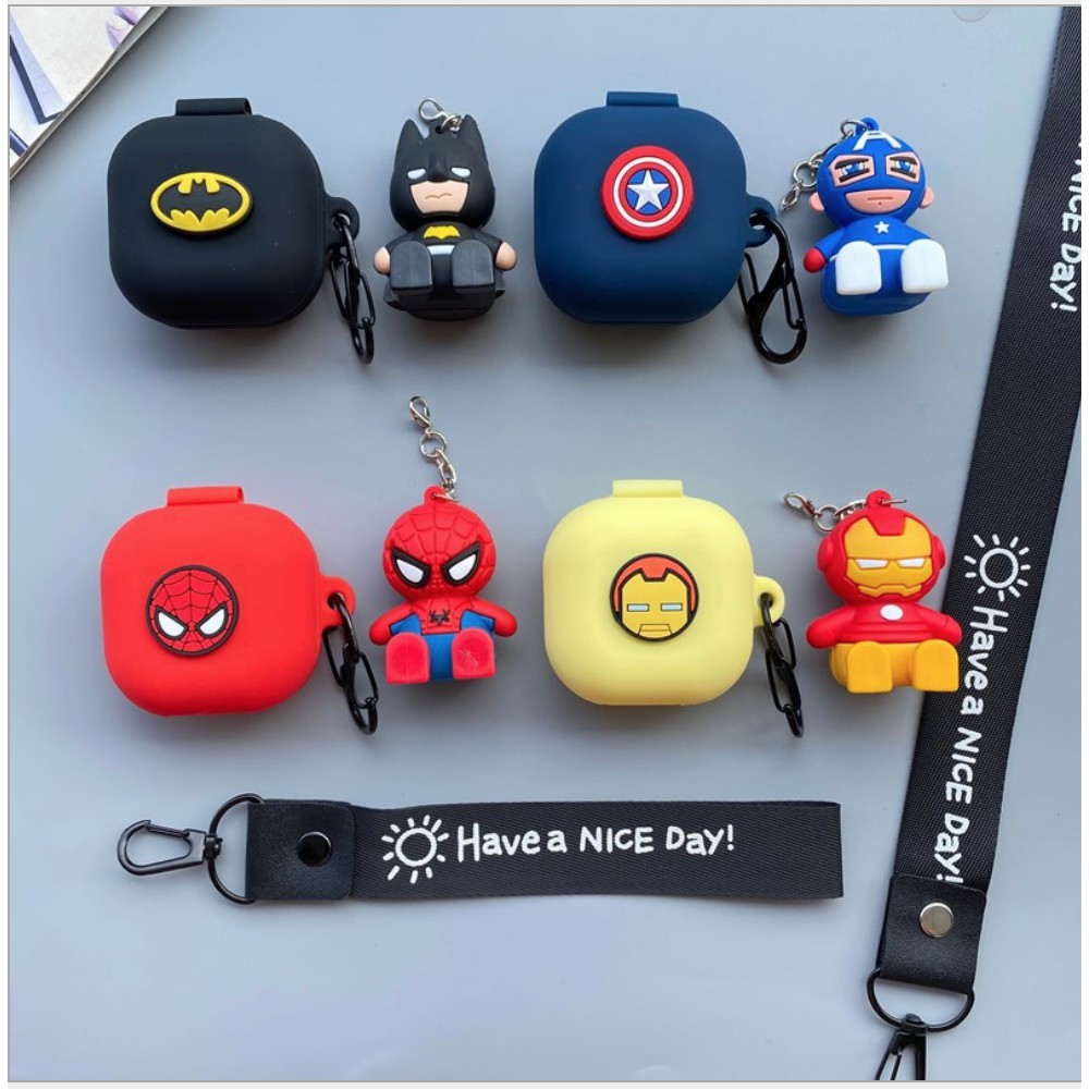 (Sẵn VN) Ốp silicon bảo vệ tai nghe Samsung Galaxy Buds Live Avengers , siêu anh hùng (Spider man , Captain America