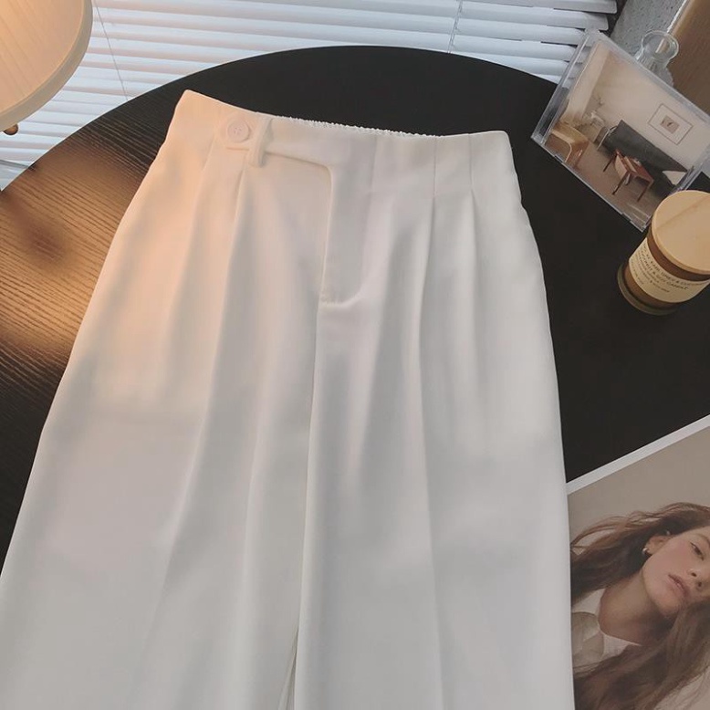 Quần Baggy nữ lưng chun sau cạp tim lồng đai đỉa cá tính phom đẹp màu sắc đen ghi be trắng