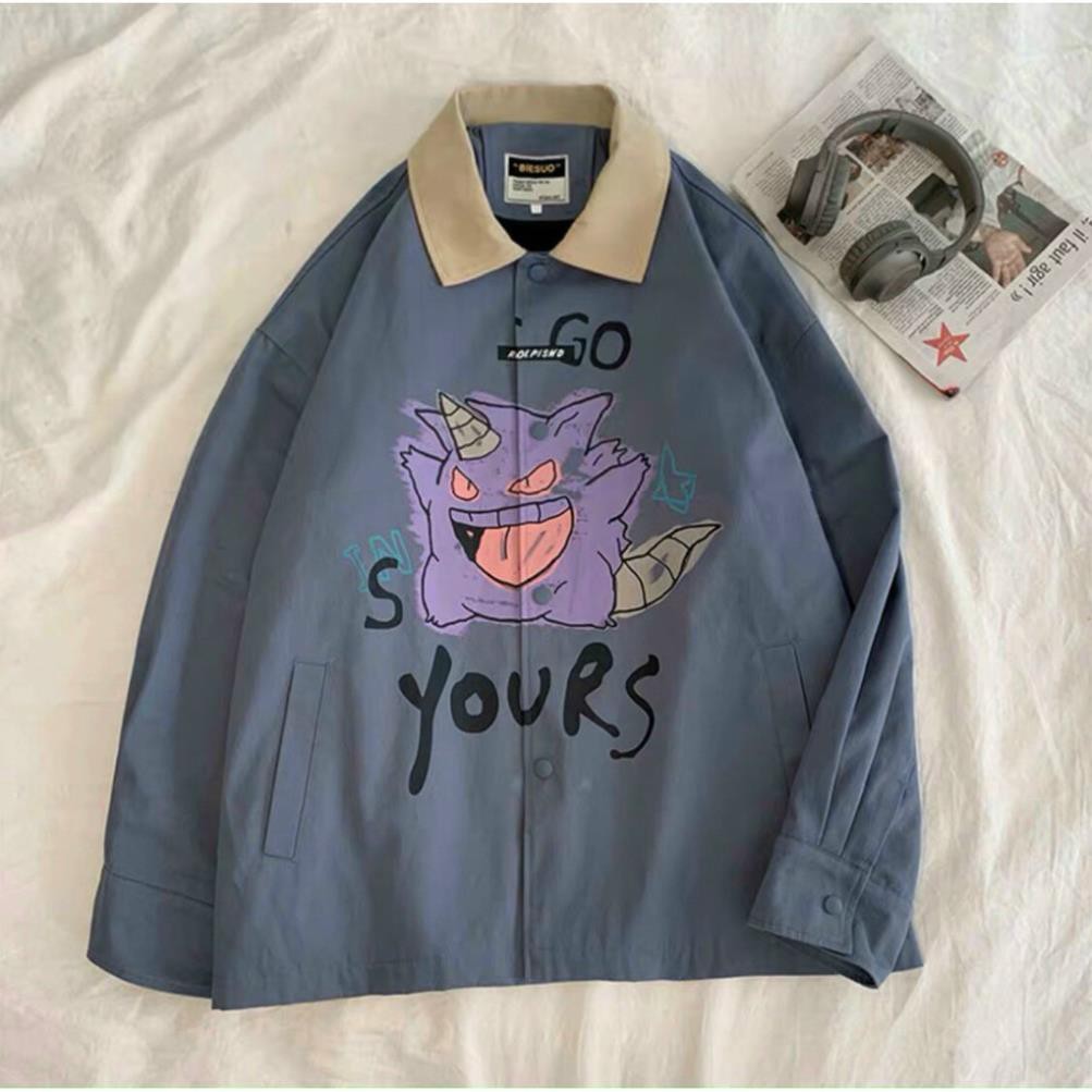 Áo Khoác Kaki nam nữ và cặp đôi LOKI SHOP Chống Nắng Có 3 Màu, Unisex Form Rộng in hình Poke Jacket Ulzzang | BigBuy360 - bigbuy360.vn