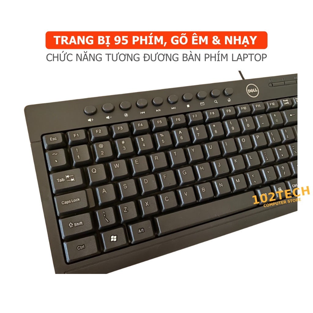 Bàn phím máy tính mini Dell chính hãng, phím gõ êm và nhạy, nhỏ gọn tiện lợi, phù hợp văn phòng và học tập