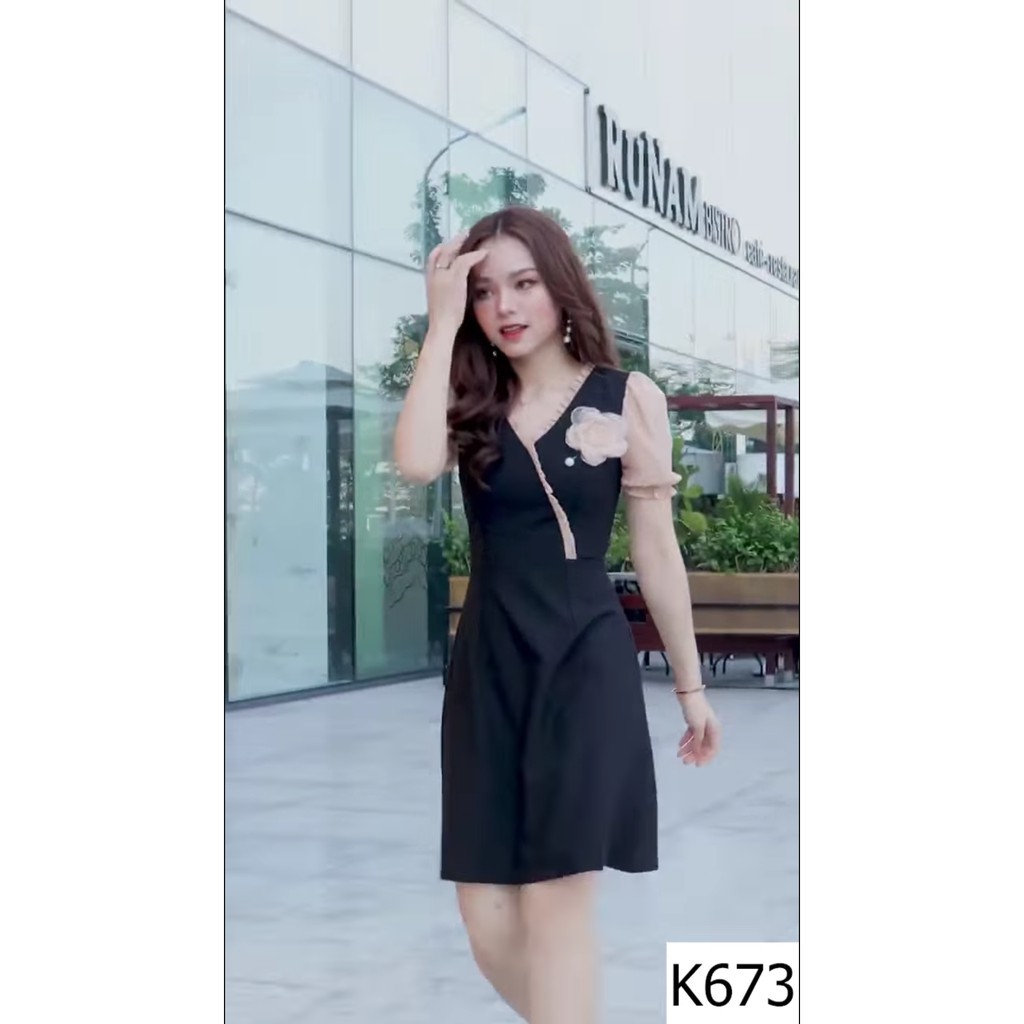 ĐẦM XÒE TAY BỒNG K673 - TIIN STORE (Hàng may thiết kế ,ảnh thật shop tự chụp)