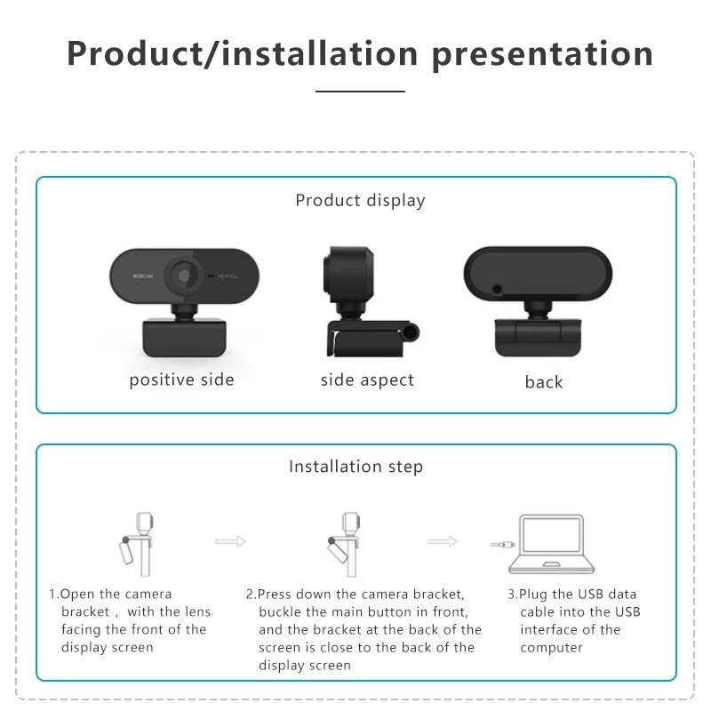 Webcam máy tính độ phân giải Full HD 1080p lấy nét rõ chân thực cho pc/tv