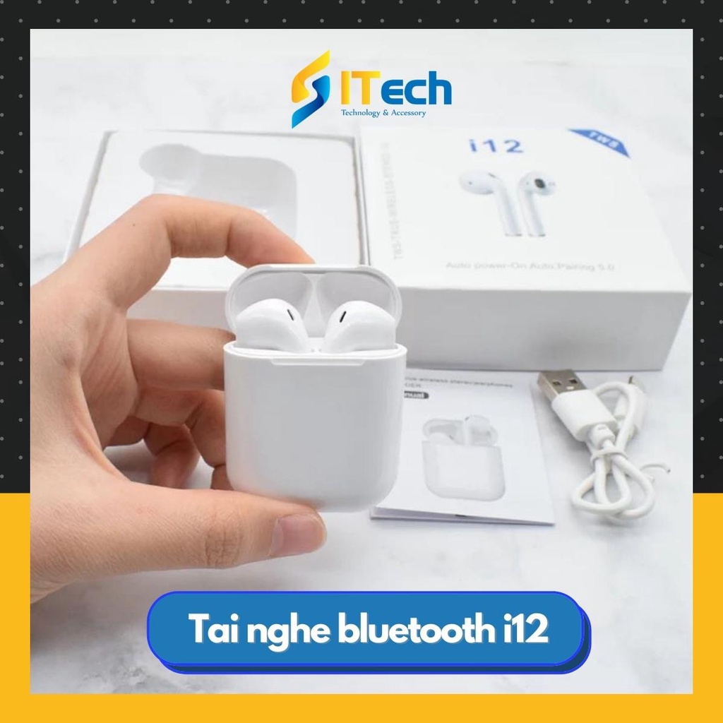 Tai nghe tws i12 không dây bluetooth 5.0 giá rẻ cảm ứng popup đổi tên