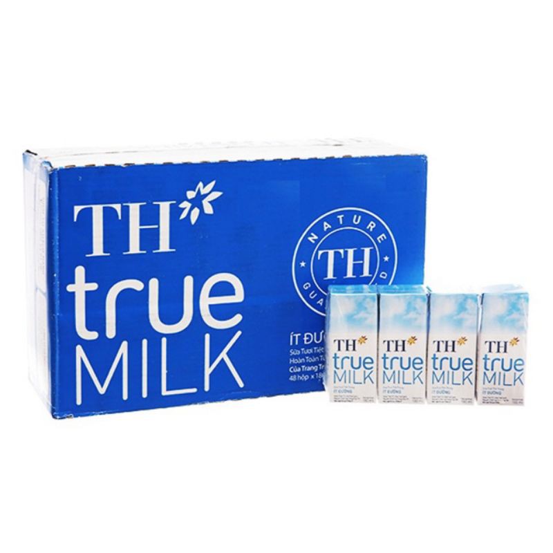 thùng sữa tươi tiệt trùng ít đường Th true milk 48 hộp×180 ml