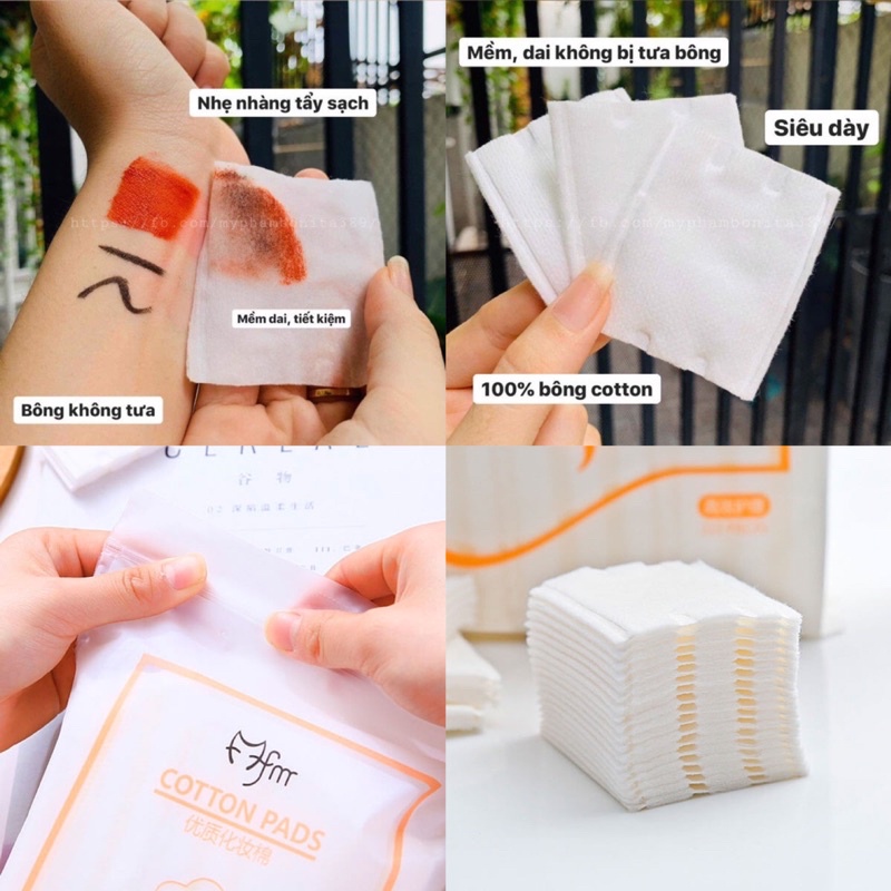 2 Bịch Bông tẩy trang 3 lớp Cotton Pads 222 miếng - Hàng chuẩn