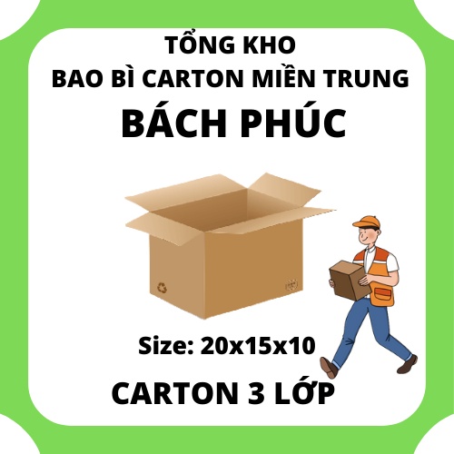 Combo 50 Hộp carton, thùng bìa giấy cod đóng gói hàng - Size 20x15x15 - Tổng Kho Bao Bì Carton