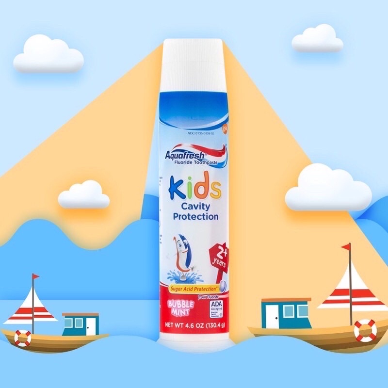 Kem Đánh Răng Aquafresh Kids 130.4g của Mỹ — dành cho bé từ 2 tuổi trở lên