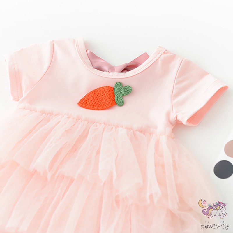 Jumpsuit Phối Đầm Tay Ngắn Hoạ Tiết Hoạt Hình Phong Cách Hàn Quốc Cho Bé