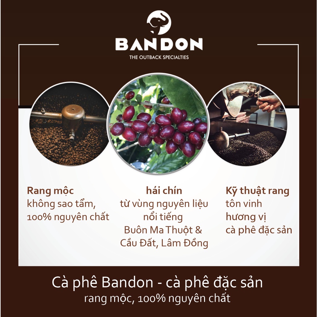 Cà phê phin nguyên chất rang xay mộc sạch BANDON REMIND đắng đậm thơm mạnh 10% Arbica Cầu Đất 90% Robusta dry